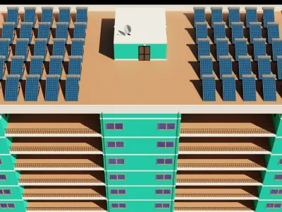 Realistic residential city building model 3D Low-poly 3D model