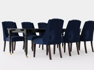 Modus black with Venice chair indigo Dining Set Low-poly 3D model
