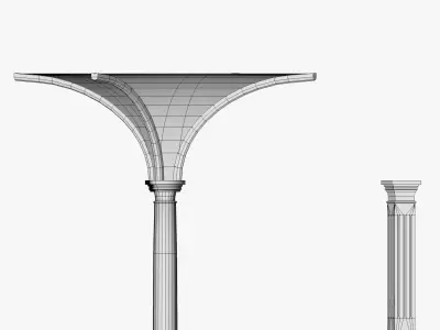 Vaulting 3-3    Romanic   750cm spaced   with thick curbs Low-poly 3D model