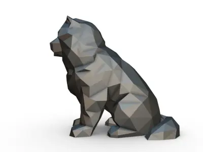 Chowchow dog figure low poly 3D print model