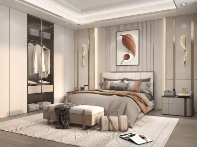 Modern Bedroom Scene 37 3D model