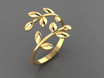 Olive Leaf Ring 16 -  3D print model