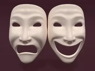 Theater Mask V2 Low-poly 3D model