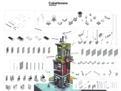  Cartoon Low Poly Modular City Pack Low-poly 3D model