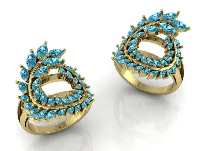 Marquise gemstone Elegant Ring 3D print model