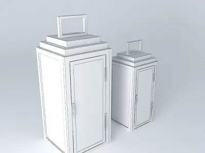 wooden lantern wooden lantern ornament garden Free 3D model