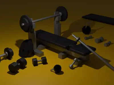 Miniature gym set Free low-poly 3D model