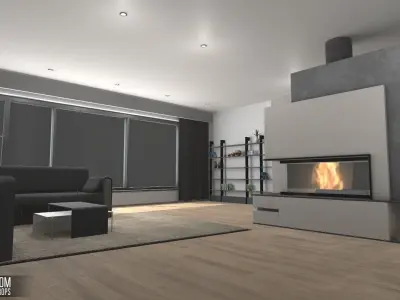 Master room - interior and props Low-poly 3D model