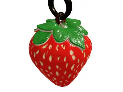Golden Strawberry Enamel Charm Pendant Low-poly 3D model