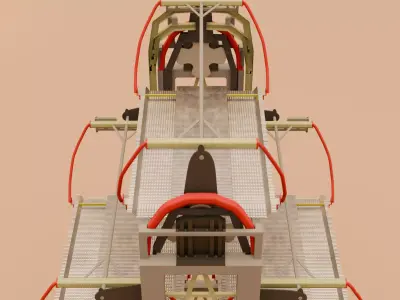 Lift Car Parking 3D Model Multi Level System Low-poly 3D model