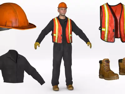 Construction Worker  Rigged 3D model
