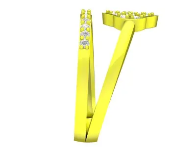 Luxury Open Band Floral Pave Ring 3D Model 4358 3D print model