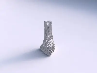 Vase twist grounded tipping triangle with diagonal grid lattice 3D print model