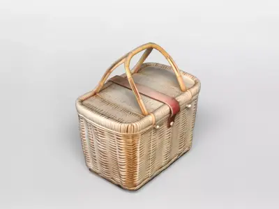 Realistic Wicker Picnic Basket 3D Model 3D model