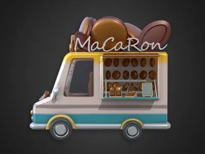Asset - Cartoons - Food Car - Macaron  3D model