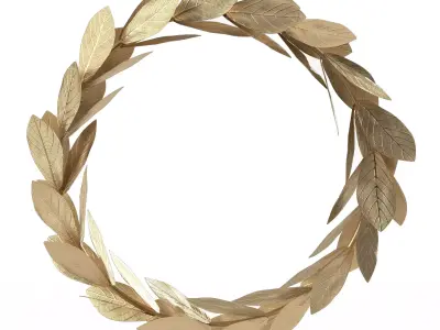 Gold Metal Leaves Wreaths 3D model