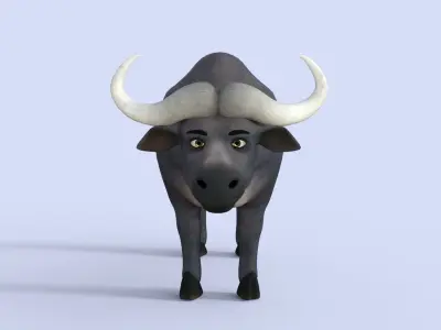 Cartoon Buffalo Rigged 3D model