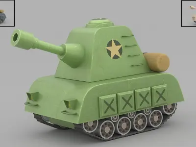 Cartoon tank 1 Low-poly 3D model