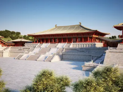 China temples church Historical sites palace Tang dynasty 3D model buy
