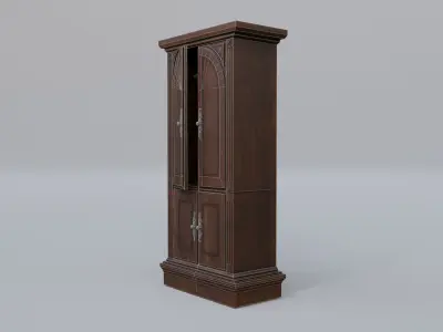 Wardrobe tall wooden cabinet Free low-poly 3D model