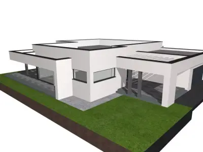 one story modern house villa exterior model 3D model