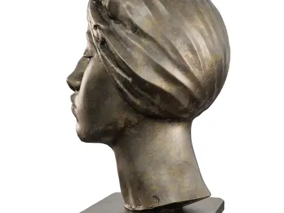 Antique Woman Head Statue - Serene Bronze Bust 3D Model Low-poly 3D model