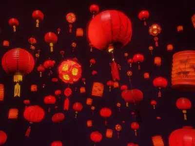 Chinese Lantern  Free low-poly 3D model