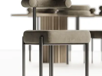 Gian Chair with Huxley Dining Table Set 3D model