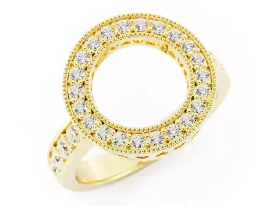 Diamond Circle Ring With Pave Band Womens Modern 3DM 3D print model