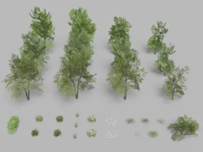 Shapespark low poly exterior plants kit - Free low-poly 3D model