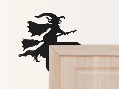 Halloween Door Corner Decor - Flying Witch Shaped 3D print model