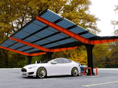 Y Type 4x2 Car Solar Carport 3D model