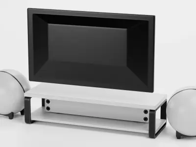 TV Unit with Flat Screen and Sound System V6 - Home Cinema Low-poly 3D model
