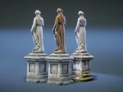 Statue of a Woman holding flowers Low-poly 3D model