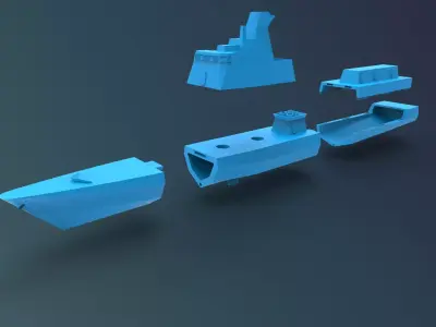 Printable Corvette Ship 1  100 3D print model
