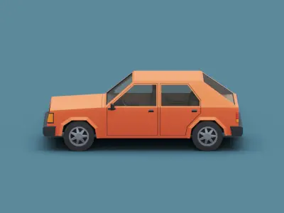 Stylized Cartoon Hatchback Car  Low-poly 3D model