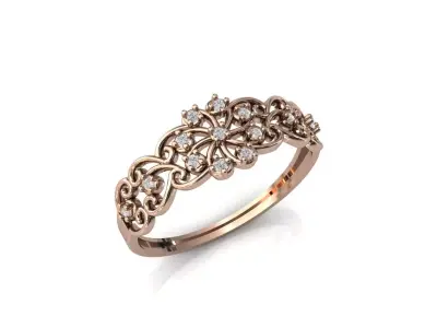 Women Ring Diamond Stone STL 3DM Lightweight Printable 3D print model 44