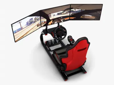 Racing Game Simulator Triple Display v 2 3D model