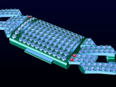 Diamond Cuban link bracelet 7 3D print model