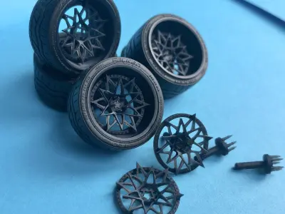 SKF NIKA rims with YOKOHAMA ADVAN tires 1-24 scale 3D print model