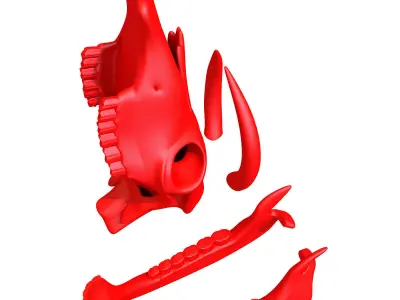 Printable Cow Skull with Horns 3D model