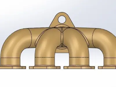 manifold model stainless steel exhaust 3D print model