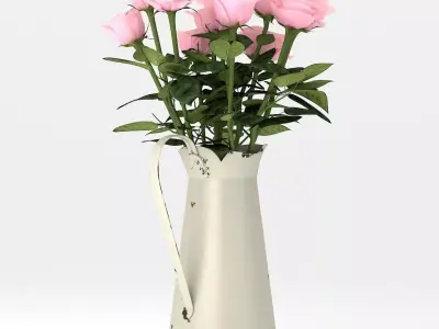 Pink roses in pither 3D model