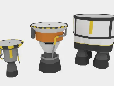 LowPoly Liquid Fuel Rocket Engines Small Pack Low-poly 3D model