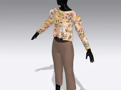Woman Cloth Dress Low-poly 3D model 7