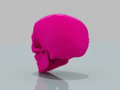 Pink Voxel Skull Low-poly 3D model