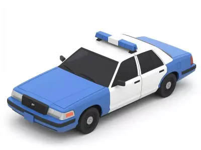 Low Poly Police Patrol Car 3D Model Low-poly 3D model
