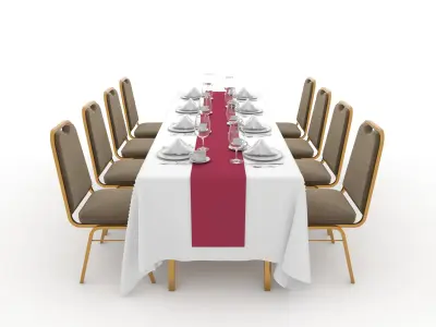 Banquet Table and Chair 79 3D model
