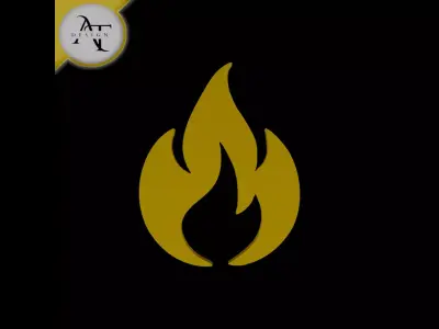 Simple Flame Symbol - 2D Art Free 3D print model 43