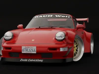 Porsche 911 RWB Low-poly 3D model